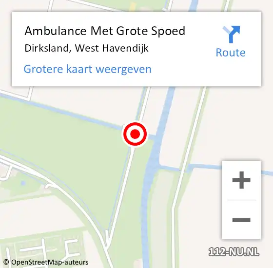 Locatie op kaart van de 112 melding: Ambulance Met Grote Spoed Naar Dirksland, West Havendijk op 31 januari 2018 01:27