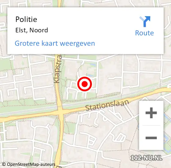 Locatie op kaart van de 112 melding: Politie Elst, Noord op 31 januari 2018 07:27