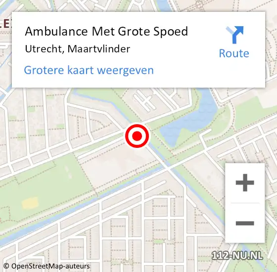 Locatie op kaart van de 112 melding: Ambulance Met Grote Spoed Naar Utrecht, Maartvlinder op 31 januari 2018 07:33