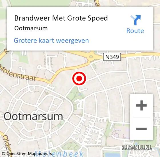 Locatie op kaart van de 112 melding: Brandweer Met Grote Spoed Naar Ootmarsum op 31 januari 2018 08:00