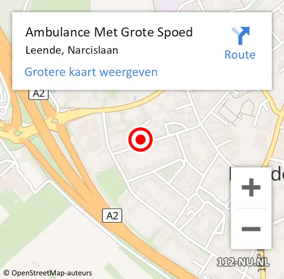 Locatie op kaart van de 112 melding: Ambulance Met Grote Spoed Naar Leende, Narcislaan op 31 januari 2018 09:21
