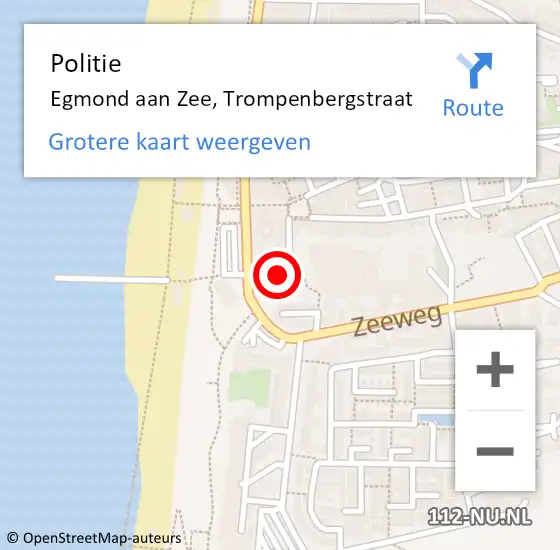 Locatie op kaart van de 112 melding: Politie Egmond aan Zee, Trompenbergstraat op 31 januari 2018 12:28