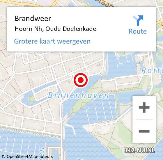Locatie op kaart van de 112 melding: Brandweer Hoorn Nh, Oude Doelenkade op 31 januari 2018 14:44