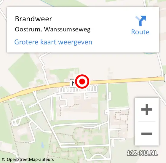 Locatie op kaart van de 112 melding: Brandweer Oostrum, Wanssumseweg op 31 januari 2018 17:50