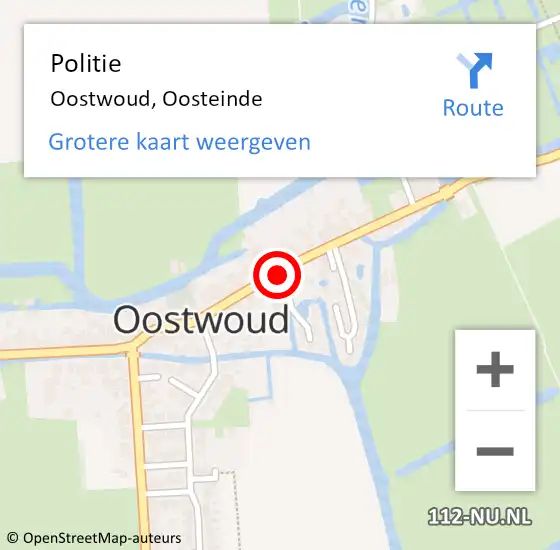 Locatie op kaart van de 112 melding: Politie Oostwoud, Oosteinde op 31 januari 2018 21:10