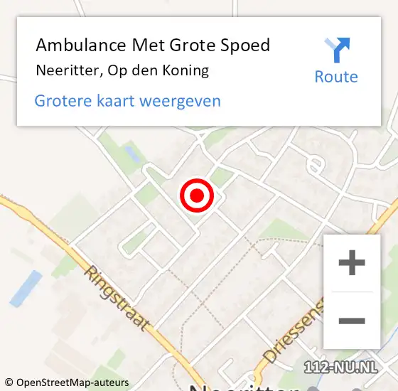 Locatie op kaart van de 112 melding: Ambulance Met Grote Spoed Naar Neeritter, Op den Koning op 1 februari 2018 02:18