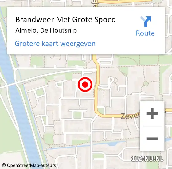 Locatie op kaart van de 112 melding: Brandweer Met Grote Spoed Naar Almelo, De Houtsnip op 1 februari 2018 03:03