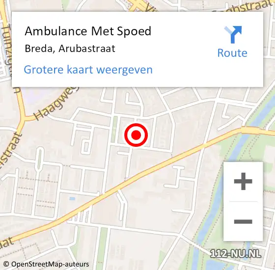 Locatie op kaart van de 112 melding: Ambulance Met Spoed Naar Breda, Arubastraat op 1 februari 2018 06:49
