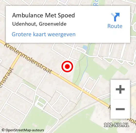 Locatie op kaart van de 112 melding: Ambulance Met Spoed Naar Udenhout, Groenvelde op 1 februari 2018 09:54