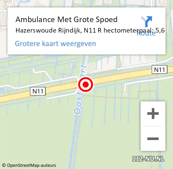 Locatie op kaart van de 112 melding: Ambulance Met Grote Spoed Naar Hazerswoude Rijndijk, N11 L op 1 februari 2018 09:57