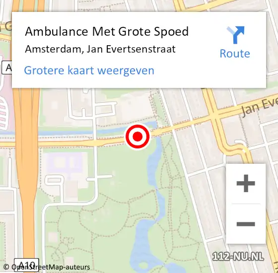 Locatie op kaart van de 112 melding: Ambulance Met Grote Spoed Naar Amsterdam, Jan Evertsenstraat op 1 februari 2018 11:24
