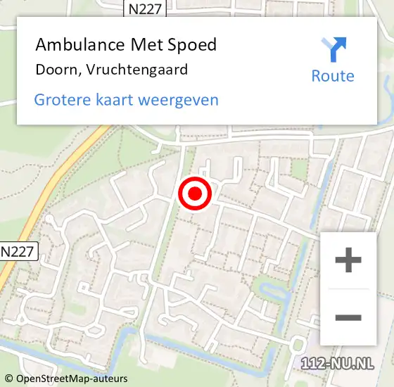 Locatie op kaart van de 112 melding: Ambulance Met Spoed Naar Doorn, Vruchtengaard op 1 februari 2018 12:00