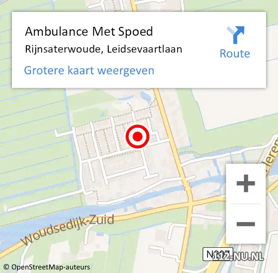 Locatie op kaart van de 112 melding: Ambulance Met Spoed Naar Rijnsaterwoude, Leidsevaartlaan op 1 februari 2018 12:45