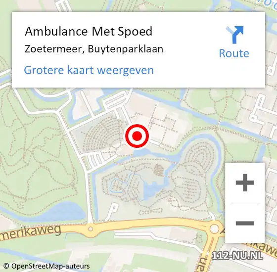 Locatie op kaart van de 112 melding: Ambulance Met Spoed Naar Zoetermeer, Buytenparklaan op 1 februari 2018 13:00