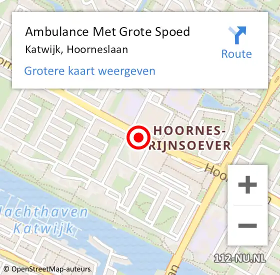Locatie op kaart van de 112 melding: Ambulance Met Grote Spoed Naar Katwijk, Hoorneslaan op 1 februari 2018 13:08