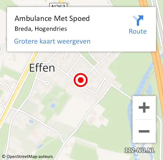 Locatie op kaart van de 112 melding: Ambulance Met Spoed Naar Breda, Hogendries op 2 februari 2018 08:26