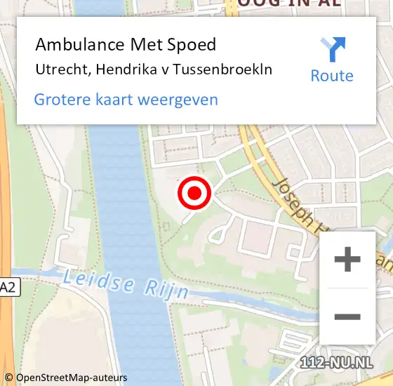 Locatie op kaart van de 112 melding: Ambulance Met Spoed Naar Utrecht, Hendrika v Tussenbroekln op 2 februari 2018 09:20