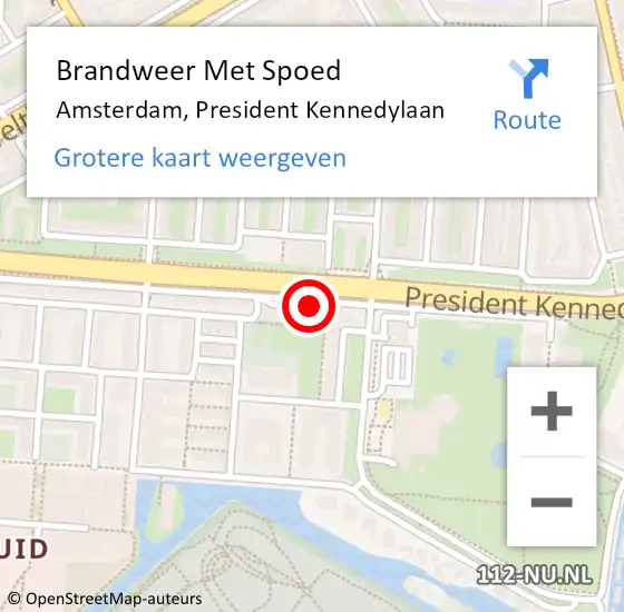 Locatie op kaart van de 112 melding: Brandweer Met Spoed Naar Amsterdam, President Kennedylaan op 2 februari 2018 13:27