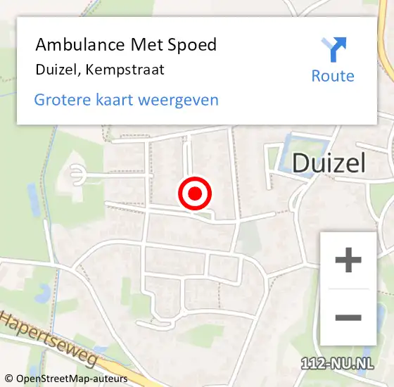 Locatie op kaart van de 112 melding: Ambulance Met Spoed Naar Duizel, Kempstraat op 2 februari 2018 14:18