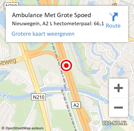 Locatie op kaart van de 112 melding: Ambulance Met Grote Spoed Naar Nieuwegein, A2 L hectometerpaal: 66,1 op 2 februari 2018 15:47