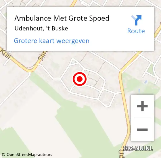 Locatie op kaart van de 112 melding: Ambulance Met Grote Spoed Naar Udenhout, 't Buske op 2 februari 2018 15:55