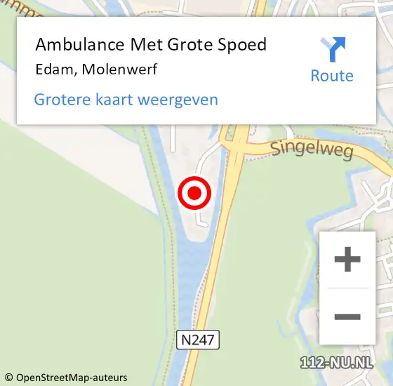 Locatie op kaart van de 112 melding: Ambulance Met Grote Spoed Naar Edam, Molenwerf op 2 februari 2018 17:04