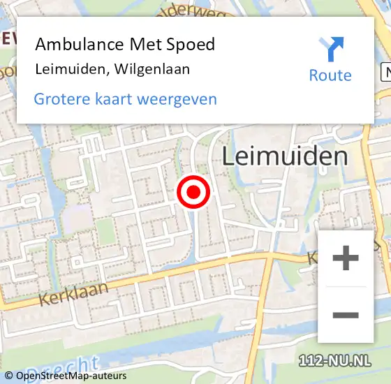 Locatie op kaart van de 112 melding: Ambulance Met Spoed Naar Leimuiden, Wilgenlaan op 2 februari 2018 19:22