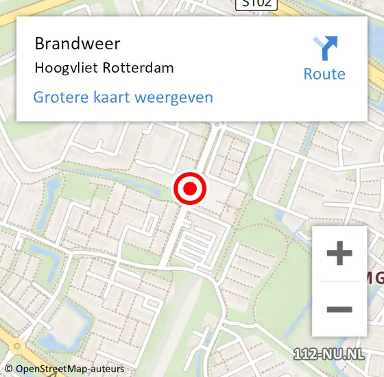 Locatie op kaart van de 112 melding: Brandweer Hoogvliet Rotterdam op 2 februari 2018 20:19