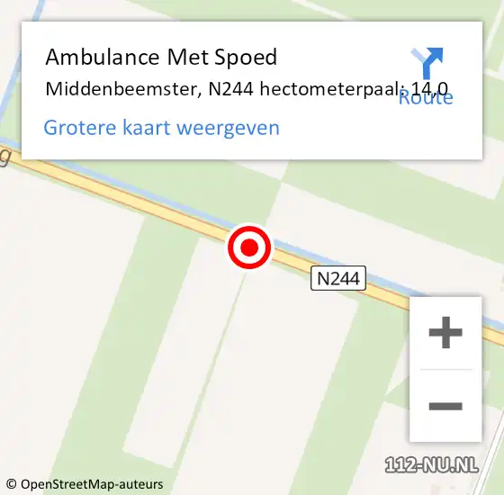 Locatie op kaart van de 112 melding: Ambulance Met Spoed Naar Middenbeemster, N244 hectometerpaal: 14,0 op 3 februari 2018 01:25