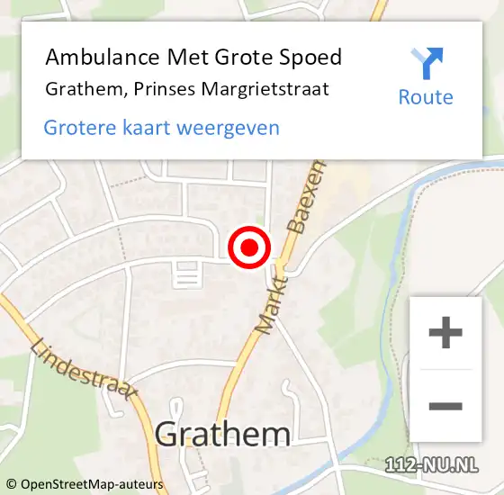 Locatie op kaart van de 112 melding: Ambulance Met Grote Spoed Naar Grathem, Prinses Margrietstraat op 3 februari 2018 02:48