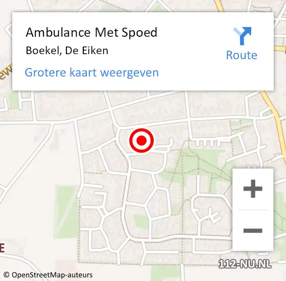 Locatie op kaart van de 112 melding: Ambulance Met Spoed Naar Boekel, De Eiken op 3 februari 2018 07:38