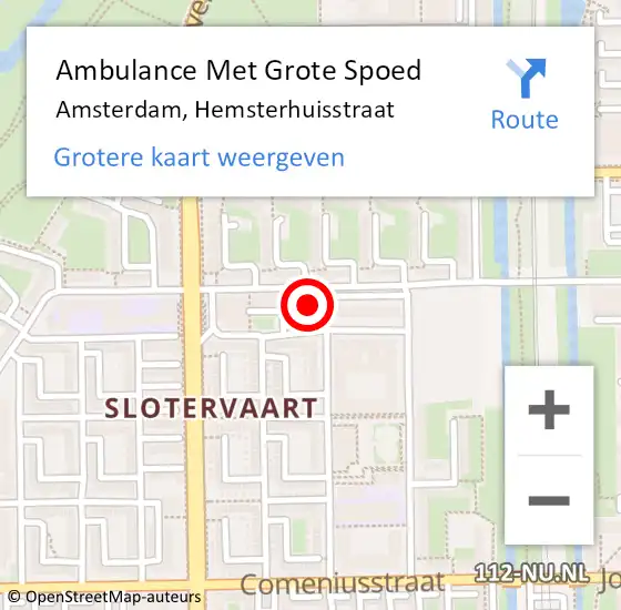Locatie op kaart van de 112 melding: Ambulance Met Grote Spoed Naar Amsterdam, Hemsterhuisstraat op 3 februari 2018 10:34