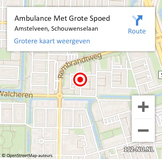 Locatie op kaart van de 112 melding: Ambulance Met Grote Spoed Naar Amstelveen, Schouwenselaan op 3 februari 2018 12:04
