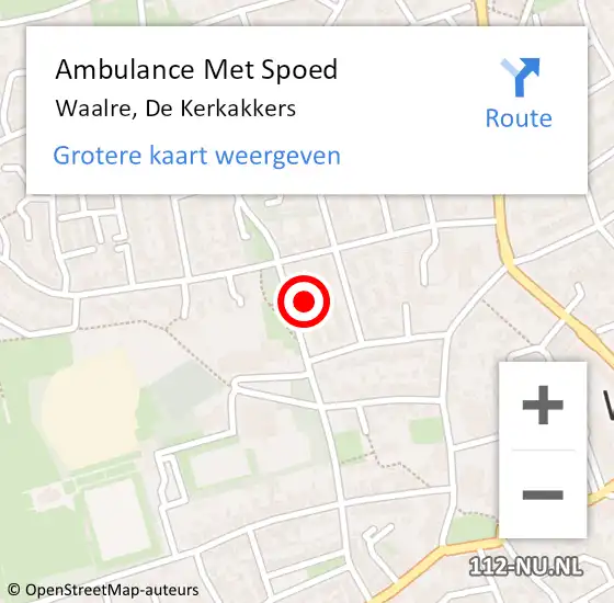 Locatie op kaart van de 112 melding: Ambulance Met Spoed Naar Waalre, De Kerkakkers op 3 februari 2018 12:38