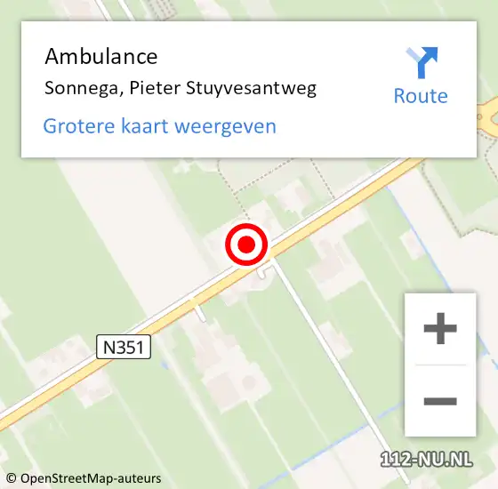 Locatie op kaart van de 112 melding: Ambulance Sonnega, Pieter Stuyvesantweg op 3 februari 2018 14:54