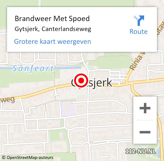 Locatie op kaart van de 112 melding: Brandweer Met Spoed Naar Gytsjerk, Canterlandseweg op 3 februari 2018 17:15