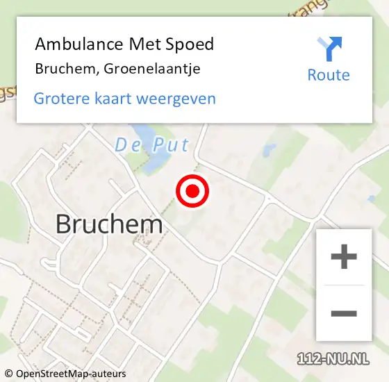 Locatie op kaart van de 112 melding: Ambulance Met Spoed Naar Bruchem, Groenelaantje op 3 februari 2018 17:31