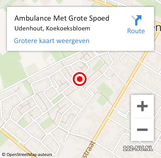 Locatie op kaart van de 112 melding: Ambulance Met Grote Spoed Naar Udenhout, Koekoeksbloem op 3 februari 2018 17:51