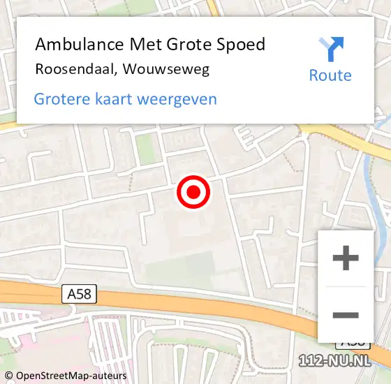 Locatie op kaart van de 112 melding: Ambulance Met Grote Spoed Naar Roosendaal, Wouwseweg op 3 februari 2018 17:59
