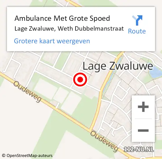 Locatie op kaart van de 112 melding: Ambulance Met Grote Spoed Naar Lage Zwaluwe, Weth Dubbelmanstraat op 3 februari 2018 21:03