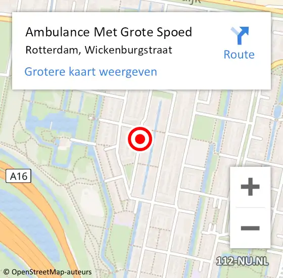 Locatie op kaart van de 112 melding: Ambulance Met Grote Spoed Naar Rotterdam, Wickenburgstraat op 3 februari 2018 22:17