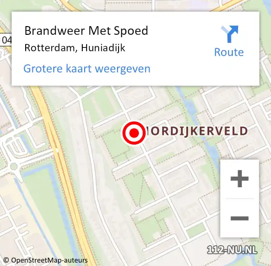Locatie op kaart van de 112 melding: Brandweer Met Spoed Naar Rotterdam, Huniadijk op 3 februari 2018 23:15