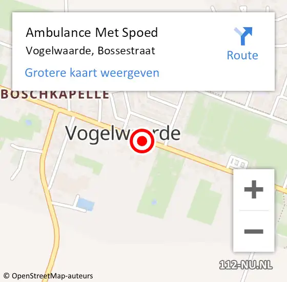 Locatie op kaart van de 112 melding: Ambulance Met Spoed Naar Vogelwaarde, Bossestraat op 4 februari 2018 01:37