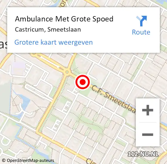 Locatie op kaart van de 112 melding: Ambulance Met Grote Spoed Naar Castricum, Smeetslaan op 4 februari 2018 06:47