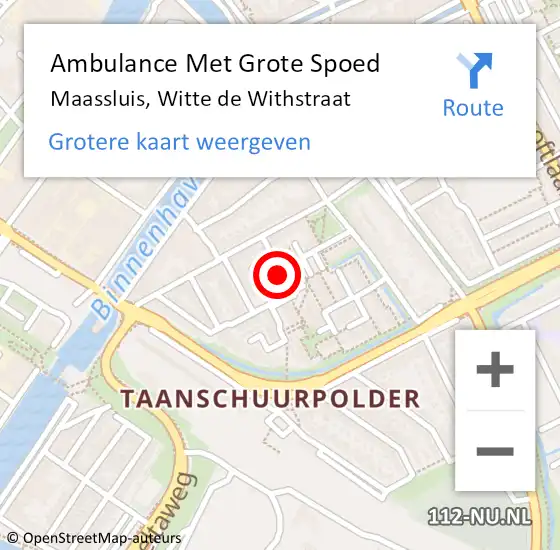 Locatie op kaart van de 112 melding: Ambulance Met Grote Spoed Naar Maassluis, Witte de Withstraat op 4 februari 2018 18:22