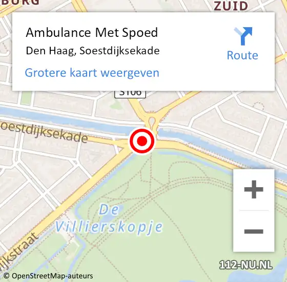 Locatie op kaart van de 112 melding: Ambulance Met Spoed Naar Den Haag, Soestdijksekade op 4 februari 2018 19:11