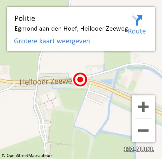 Locatie op kaart van de 112 melding: Politie Egmond aan den Hoef, Heilooer Zeeweg op 5 februari 2018 07:36