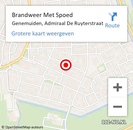 Locatie op kaart van de 112 melding: Brandweer Met Spoed Naar Genemuiden, Admiraal De Ruyterstraat op 5 februari 2018 11:16