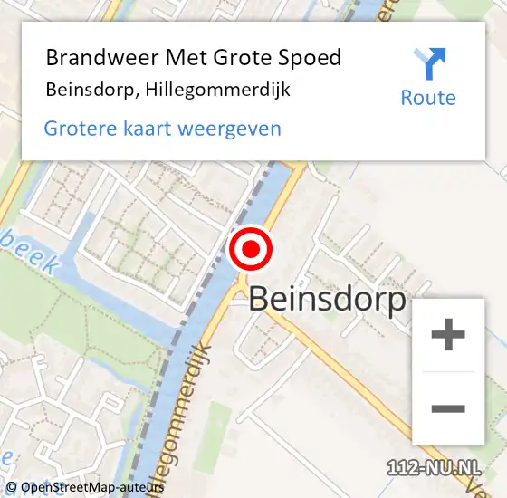 Locatie op kaart van de 112 melding: Brandweer Met Grote Spoed Naar Beinsdorp, Hillegommerdijk op 5 februari 2018 11:23