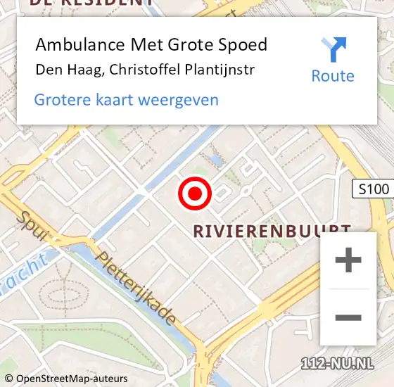 Locatie op kaart van de 112 melding: Ambulance Met Grote Spoed Naar Den Haag, Christoffel Plantijnstr op 5 februari 2018 12:44